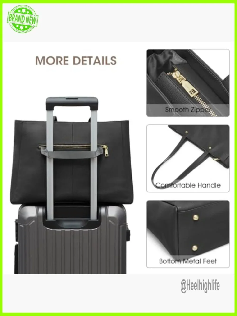 Large Leather Tote Satchel with Luggage Sleeve, Multi-Compartment Work Bag